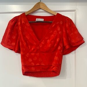 Urban Outfitters Red Cropped Blouse